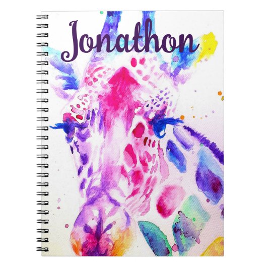 Carnet Giraffe Aquarelle Garçons Purple Cadeaux Lavande (Devant)