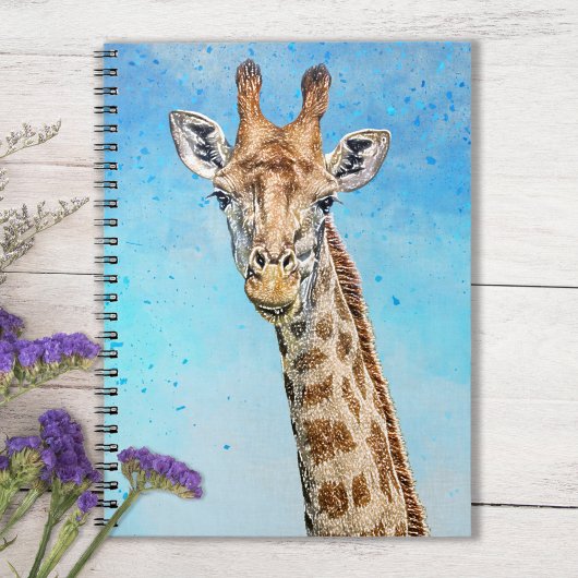 Carnet Giraffe curieuse avec Ciel de Confetti Bleu