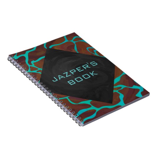 Carnet Giraffe Impression Brown et Turquoise (Côté Droit)