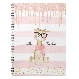 Carnet Giraffe mignonne avec lunettes Enseignant math