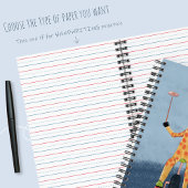 Carnet Giraffe on Unicycle Kid Blue Spiral Notebook