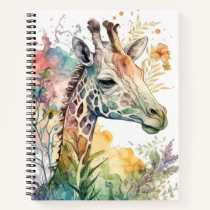 Carnet Giraffe Portrait Animal Peinture Faune En Plein Ai