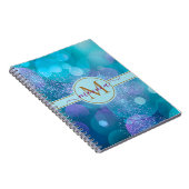 Carnet Girl Aqua Blue Bokeh Gold Parties scintillant Nom (Côté Droit)