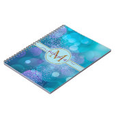 Carnet Girl Aqua Blue Bokeh Gold Parties scintillant Nom (Côté gauche)