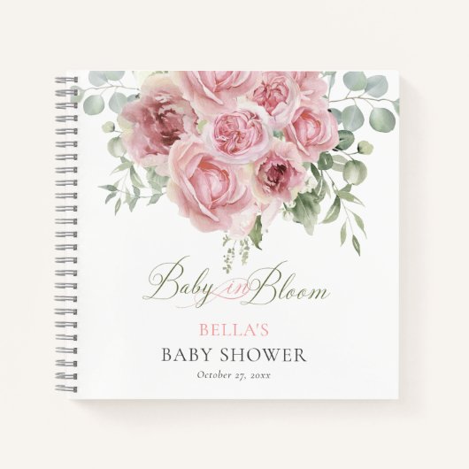 Carnet Girl Baby in Bloom Baby shower Invités Réserver (Devant)