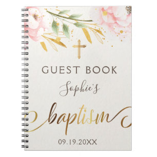 Carnet Girl Baptism Floral Guest Book