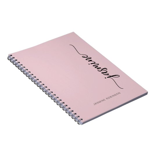 Carnet Girl Blush rose moderne Script Monogramme Nom (Côté Droit)