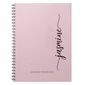 Carnet Girl Blush rose moderne Script Monogramme Nom (Devant)