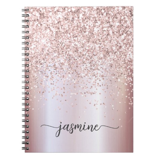 Carnet Girl Glam Rose Gold Parties scintillant Monogramme (Devant)