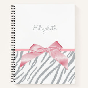 Carnet Girl Grey Tiger Stripes Poster de animal Avec Nom