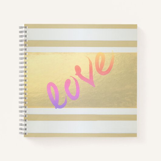 Carnet Girl Modern Gold Stripes, Amour (Devant)