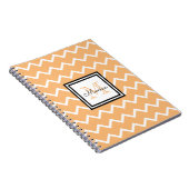 Carnet Girl Pastel Orange Nom Monogram Chevron (Côté Droit)