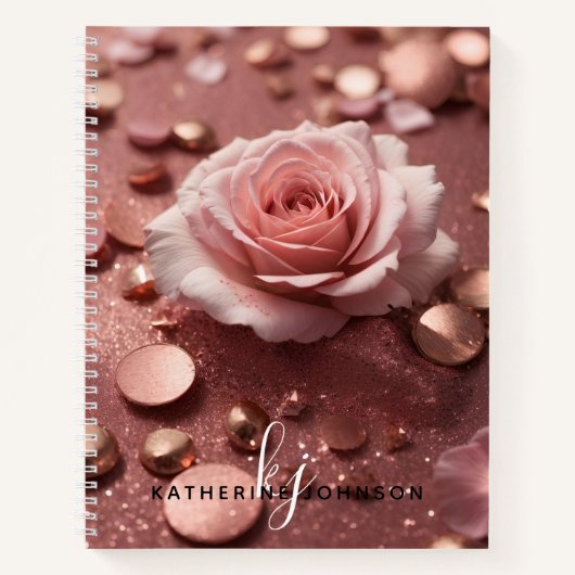 Carnet Girl Rose Gold Sparkle Parties scintillant Nom du (Devant)