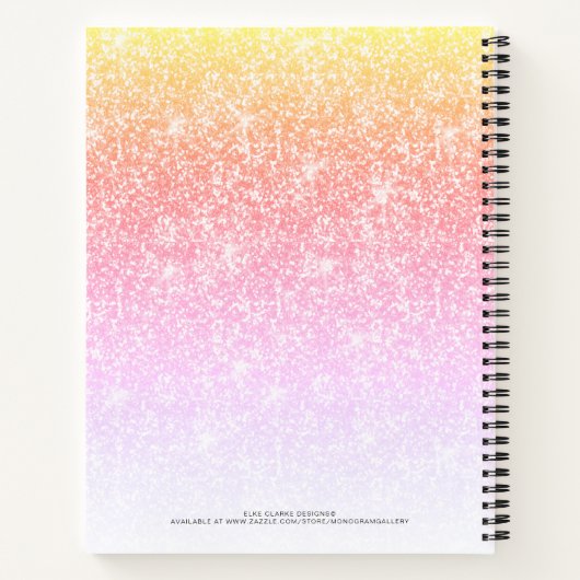 Carnet Girl Rose Rainbow Parties scintillant Votre nom Sk (Dos)