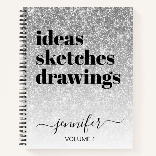 Carnet Girl Silver Parties scintillant Votre nom Sketchbo (Devant)