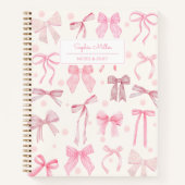 Carnet Girls Coquette Aesthétique Rose Bow Nom personnali (Devant)