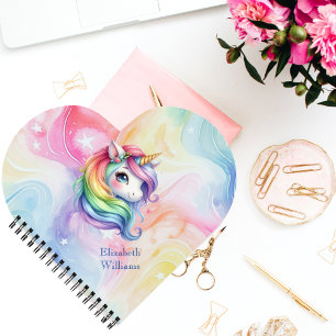 Carnet Girls Cute Rainbow Unicorn Nom personnalisé