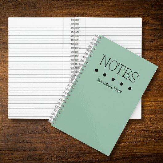 Carnet Girls Green Monogrammed Full Name Notes