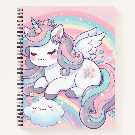 Carnet Girls mignonne Rainbow Unicorn (Devant)