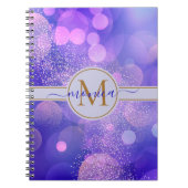 Carnet Girly Blue Bokeh Gold Parties scintillant Nom du m (Devant)