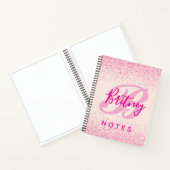 Carnet Girly Blush Pink Sparkle Monogram Name (Intérieur)
