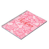 Carnet Girly Blush Rose mignon Animal Imprimer Coeurs Nom (Côté gauche)