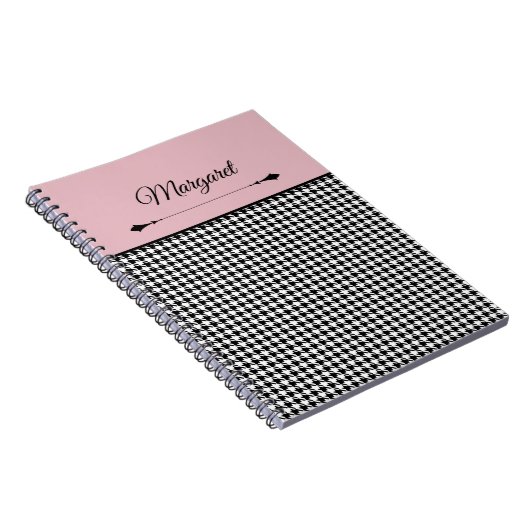 Carnet Girly Chic Classic Houndstooth & Pink Notebook (Côté Droit)