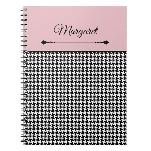 Carnet Girly Chic Classic Houndstooth & Pink Notebook (Devant)