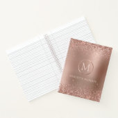 Carnet Girly Chic Rose Parties scintillant or Monogramme  (Intérieur)