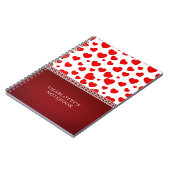 Carnet Girly Elegant Red Heart Nom personnalisé (Côté gauche)