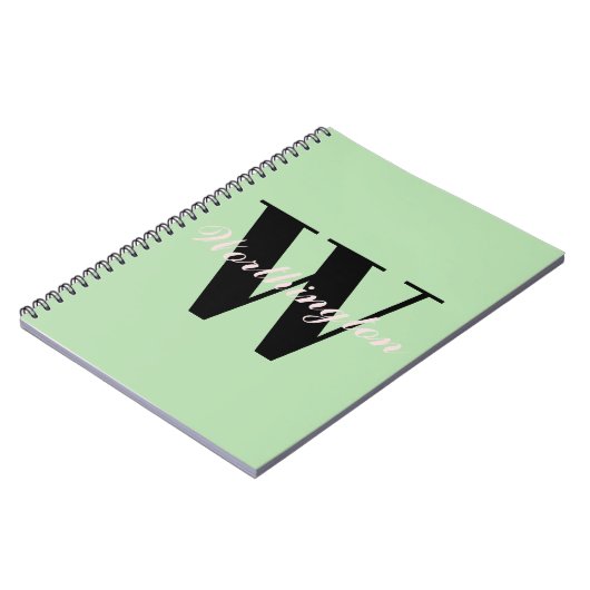 Carnet Girly Monogram and Name pastel green  (Côté gauche)