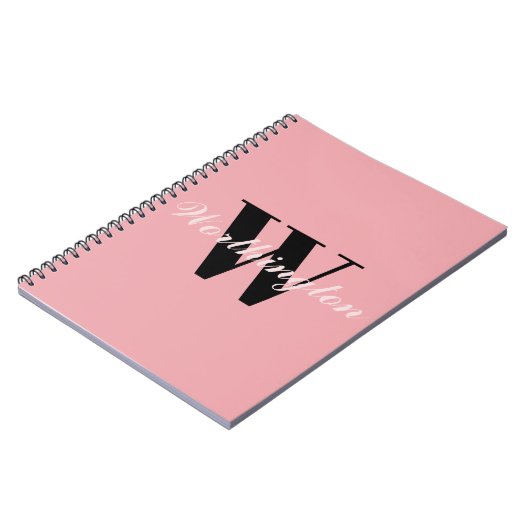 Carnet Girly Monogram and Name pink blush red (Côté gauche)