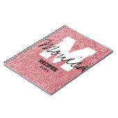 Carnet Girly Monogram Calligraphy rough rose Pink Binder (Côté gauche)