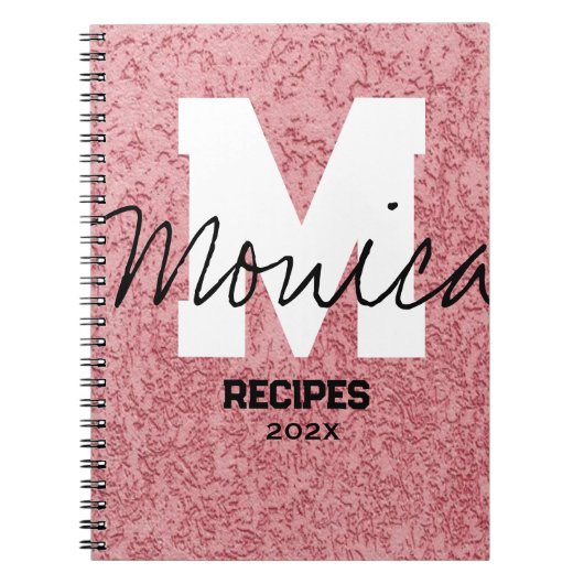 Carnet Girly Monogram Calligraphy rough rose Pink Binder (Devant)