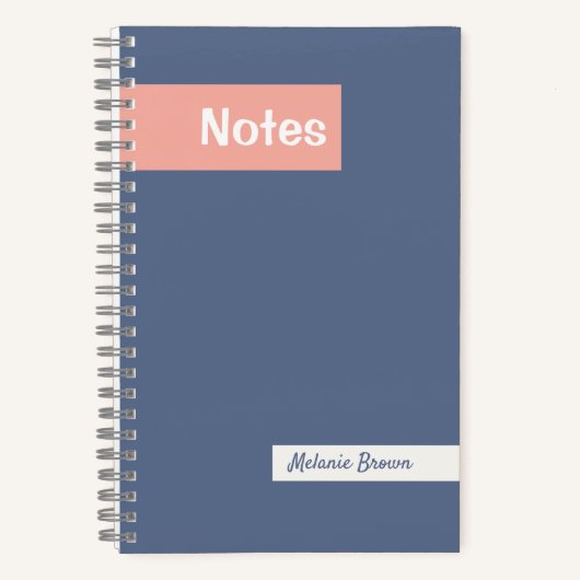 Carnet Girly Pastel Blue Pink Monogrammed Full Name Notes (Recto)