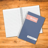 Carnet Girly Pastel Blue Pink Monogrammed Full Name Notes