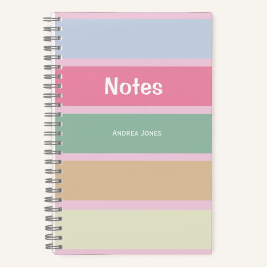 Carnet Girly Pastel Monogrammed Full Name Notes (Recto)
