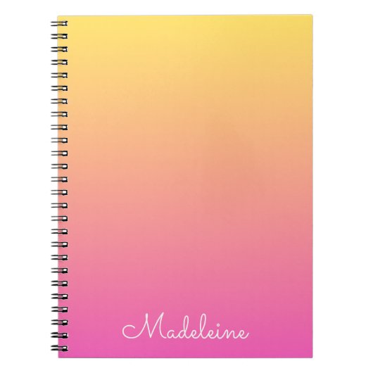 Carnet Girly Pastel Yellow and Pink Gradient Notebook (Devant)