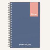 Carnet Girly Pink and Blue Monogrammed Full Name Notes (Recto)