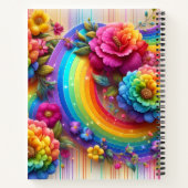 Carnet Girly Rainbow Floral Flower Monogram (Dos)