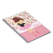 Carnet Girly rose floral de ballerine lunatique (Côté Droit)