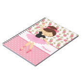 Carnet Girly rose floral de ballerine lunatique (Côté gauche)