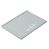 Carnet Girly Sage Green Script moderne Monogramme Nom (Côté gauche)