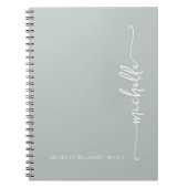 Carnet Girly Sage Green Script moderne Monogramme Nom (Devant)
