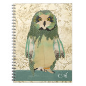 Carnet gitan de monogramme de hibou de Polkadot (Devant)