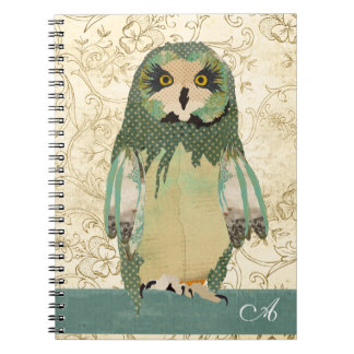 Carnet gitan de monogramme de hibou de Polkadot