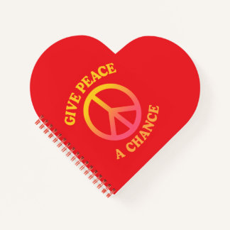 Carnet 'Give Peace a Chance' Heart-shaped Spiral Notebook