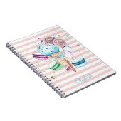 Carnet Glace à l'aquarelle,Macarons,Rayes roses (Côté Droit)