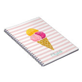 Carnet Glace à l'aquarelle, rayures roses (Côté Droit)