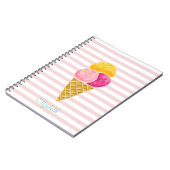Carnet Glace à l'aquarelle, rayures roses (Côté gauche)